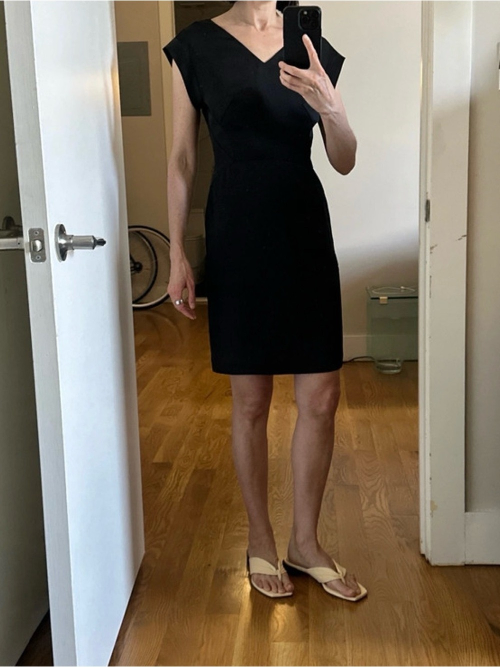 All Saints Black V-Neck Cap-Sleeve Mini Dress